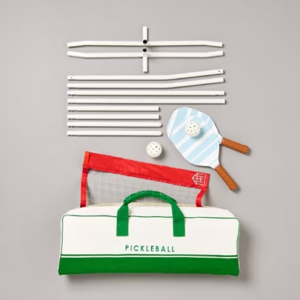 HEARTH & HAND Pickleball Set Complete Includes Net, Paddles, Balls, Stakes & Bag